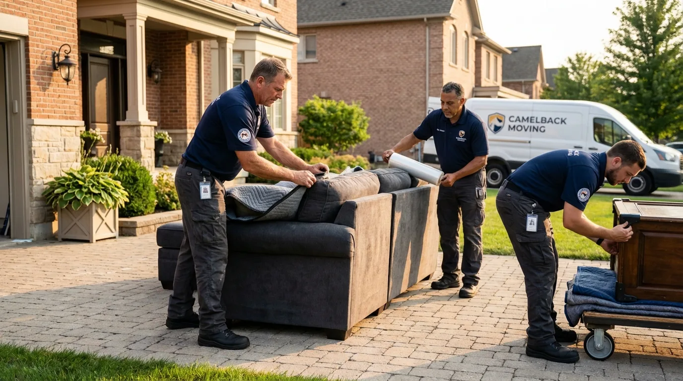 Large estate moving crew wrapping furniture in Richfield, UT